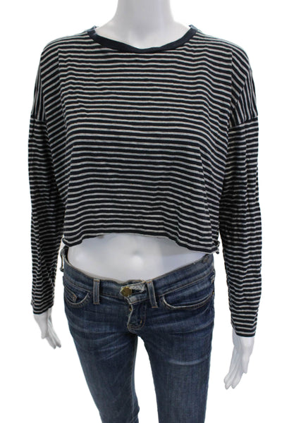 T Alexander Wang Women Cropped Jersey Striped Cotton Tee Size XS