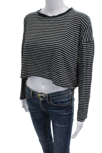T Alexander Wang Women Cropped Jersey Striped Cotton Tee Size XS