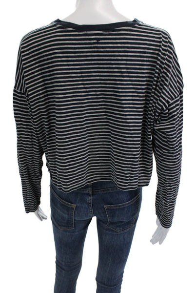 T Alexander Wang Women Cropped Jersey Striped Cotton Tee Size XS