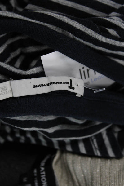 T Alexander Wang Women Cropped Jersey Striped Cotton Tee Size XS