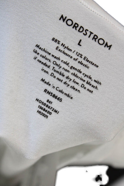 Nordstrom Womens Basic White Crew Neck Short Sleeve T Shirt Nylon Size L