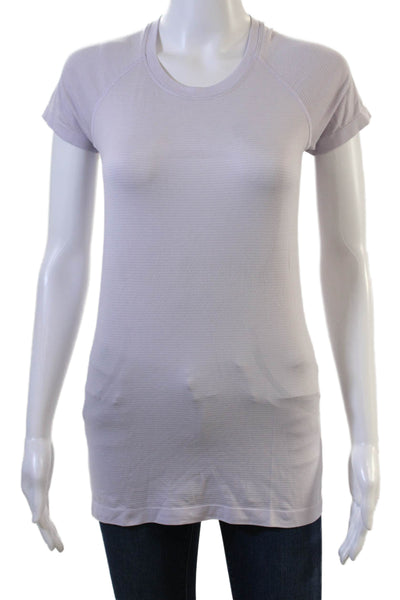 Lululemon Womens Basic Tunic Gray Striped Crew Neck Short Sleeve Size S