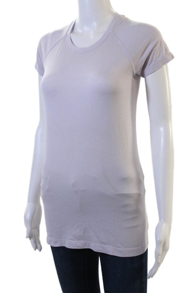 Lululemon Womens Basic Tunic Gray Striped Crew Neck Short Sleeve Size S