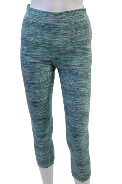 Lululemon Women Capri Cropped Blue Striped Nylon Leggings Size S