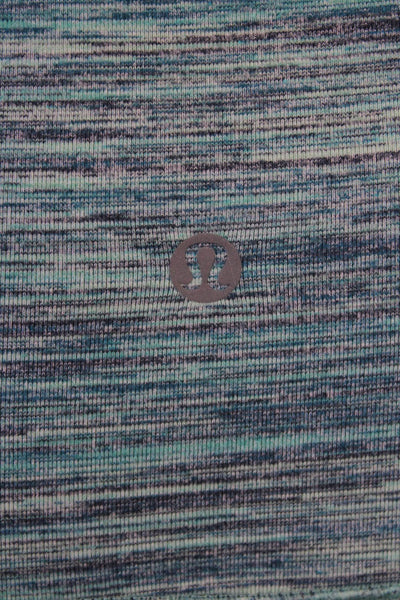 Lululemon Women Capri Cropped Blue Striped Nylon Leggings Size S