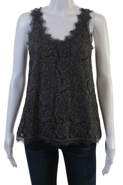 Joie Womens Camisole Floral V-Neck Dark Gray Bohemian Size 2XS