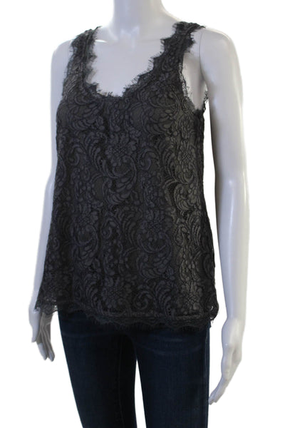 Joie Womens Camisole Floral V-Neck Dark Gray Bohemian Size 2XS