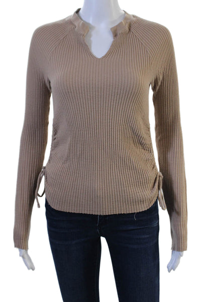 The Range Women Pullover V-Neck Beige Sweater Long Sleeve Size S