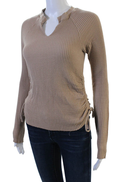 The Range Women Pullover V-Neck Beige Sweater Long Sleeve Size S