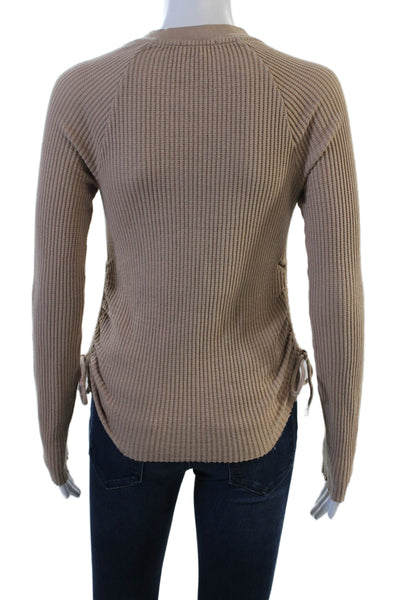The Range Women Pullover V-Neck Beige Sweater Long Sleeve Size S