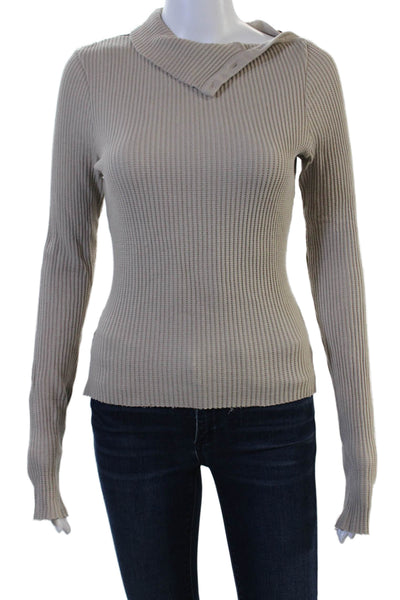 The Range Unisex Beige Mock Neck Pullover Sweater Long Sleeve Size S