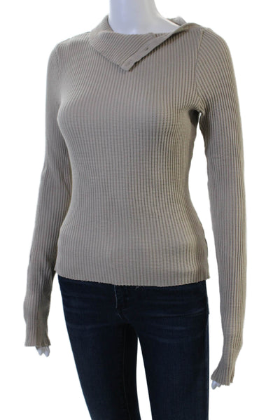 The Range Unisex Beige Mock Neck Pullover Sweater Long Sleeve Size S