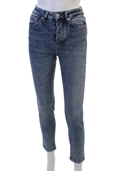 IRO Womens Ankle Skinny Dark Blue Mid Rise Jeans Button Size 25