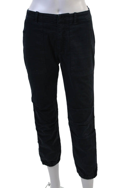 Nili Lotan Unisex Cropped Cargo Pants Black 98% Cotton 2% Elastane Size 0
