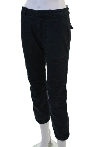 Nili Lotan Unisex Cropped Cargo Pants Black 98% Cotton 2% Elastane Size 0