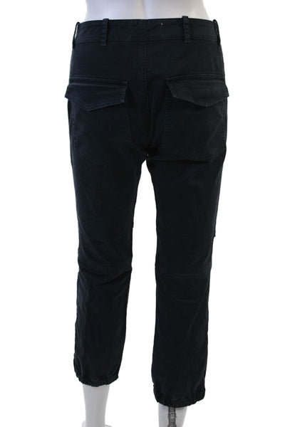 Nili Lotan Unisex Cropped Cargo Pants Black 98% Cotton 2% Elastane Size 0