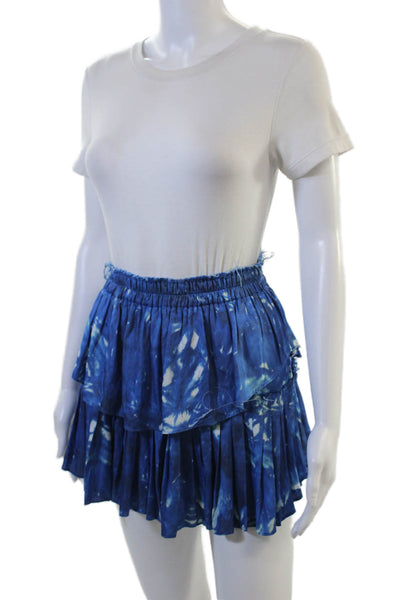 Love Shack Fancy Women Pleated Mini Skirt Blue Size 0