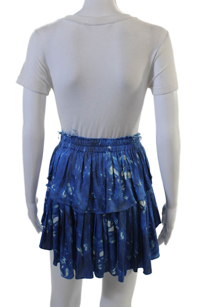 Love Shack Fancy Women Pleated Mini Skirt Blue Size 0