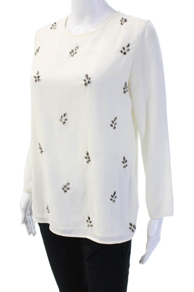 Banana Republic Women White Button Round Neck Long Sleeve Blouse Size XS