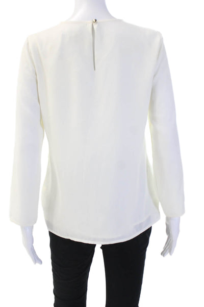 Banana Republic Women White Button Round Neck Long Sleeve Blouse Size XS