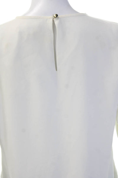 Banana Republic Women White Button Round Neck Long Sleeve Blouse Size XS