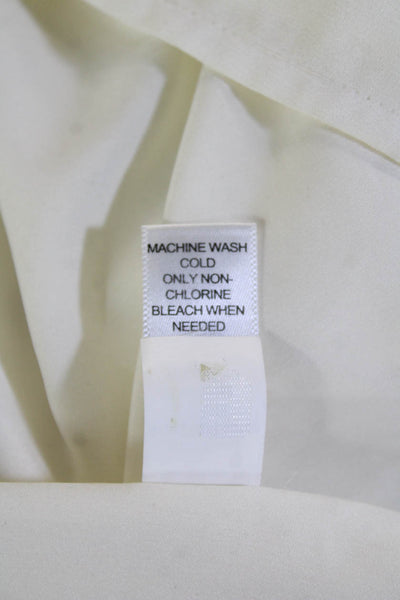 Banana Republic Women White Button Round Neck Long Sleeve Blouse Size XS