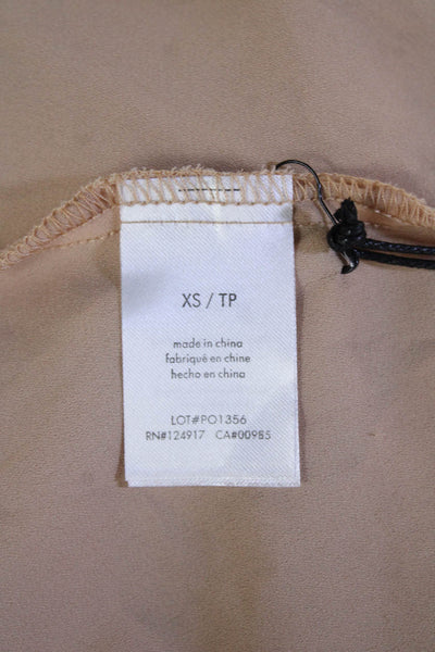 Weworewhat Women Bohemian Beige V-Neck Tie Blouse Long Sleeve Polyester Size XS