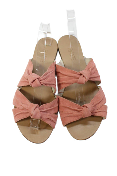 Raye Womens Suede Knotted Strap Detail Slide Sandals Pink Size 9