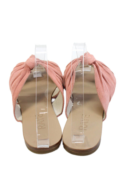Raye Womens Suede Knotted Strap Detail Slide Sandals Pink Size 9