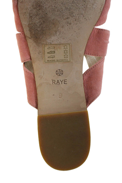 Raye Womens Suede Knotted Strap Detail Slide Sandals Pink Size 9