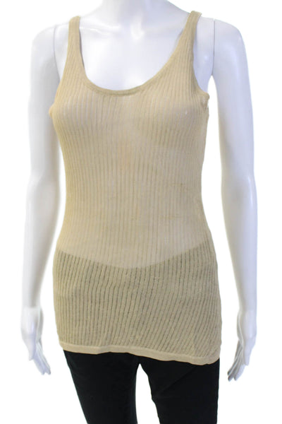 Calvin Klein Collection Womens Beige Striped Sleeveless Tank Rayon 90s Size M