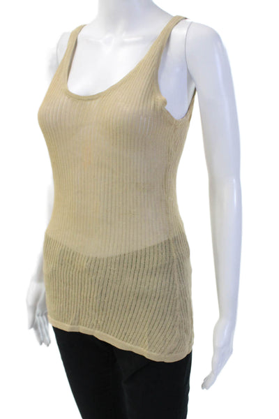 Calvin Klein Collection Womens Beige Striped Sleeveless Tank Rayon 90s Size M