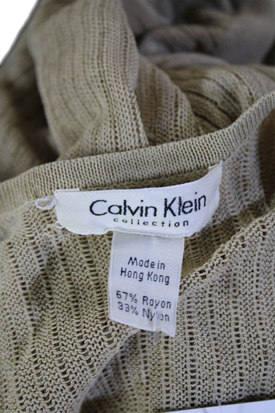 Calvin Klein Collection Womens Beige Striped Sleeveless Tank Rayon 90s Size M