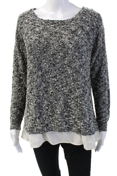 Club Monaco Womens Pullover Sweater Black Wool Blend Round Neck Size M