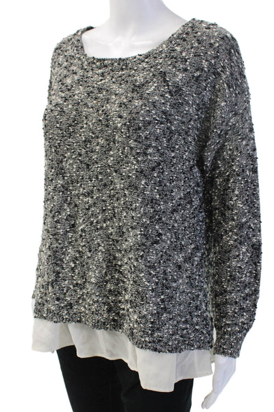 Club Monaco Womens Pullover Sweater Black Wool Blend Round Neck Size M