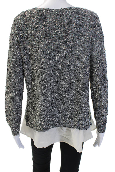 Club Monaco Womens Pullover Sweater Black Wool Blend Round Neck Size M