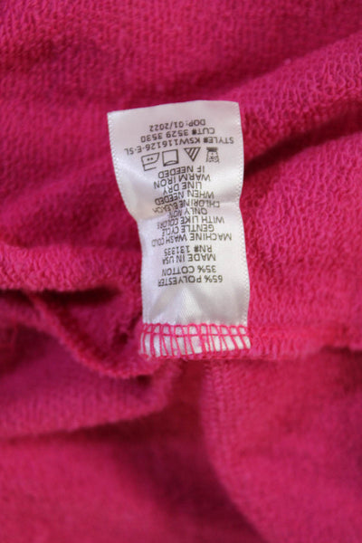 Evereve Women Pink Crew Neck Cap Sleeve T-Shirt Solid Poly Cotton Spring Size M