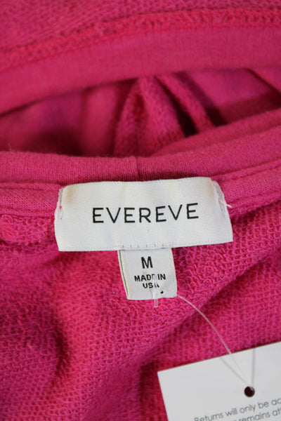 Evereve Women Pink Crew Neck Cap Sleeve T-Shirt Solid Poly Cotton Spring Size M