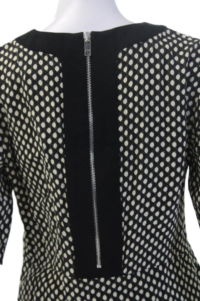 Zara Woman Women Tunic Black Geometric Crew Neck 3/4 Sleeve Polyester Size S