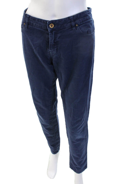 Zara Woman Men Chino Pants Dark Blue Mid Rise Button Size 8