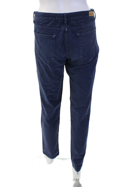 Zara Woman Men Chino Pants Dark Blue Mid Rise Button Size 8