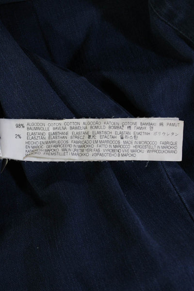 Zara Woman Men Chino Pants Dark Blue Mid Rise Button Size 8