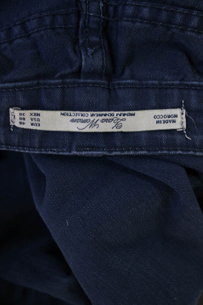 Zara Woman Men Chino Pants Dark Blue Mid Rise Button Size 8