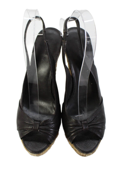 Banana Republic Womens Slingback Peep Toe Platform Heeled Sandals Brown Size 7