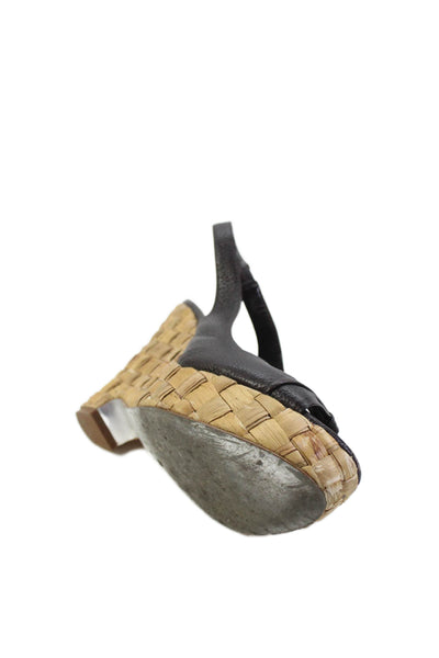 Banana Republic Womens Slingback Peep Toe Platform Heeled Sandals Brown Size 7