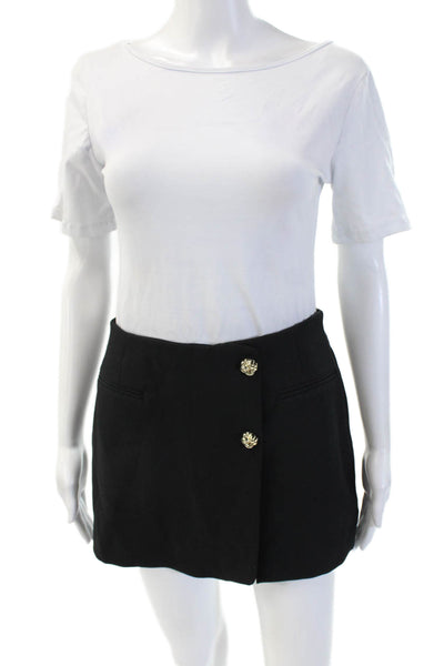 Zara Women Mini Wrap Skort Black Polyester Viscose Elastane Size S