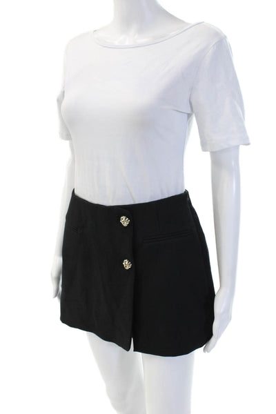 Zara Women Mini Wrap Skort Black Polyester Viscose Elastane Size S
