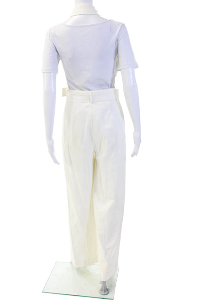 Intermix Women Jumpsuit White Collared Sleeveless Cotton Size 4