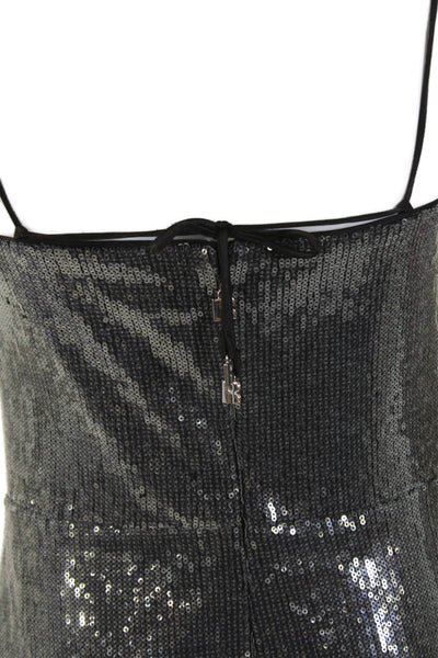 ROTATE Womens Bodycon Maxi Dress Dark Gray Square Neck Sleeveless Size S