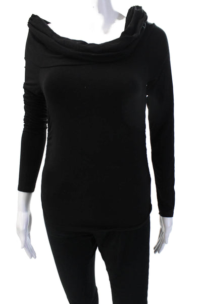 Reformation Women Black Basic Long Sleeve Top 88% Tencel Lyocell Spandex Size S